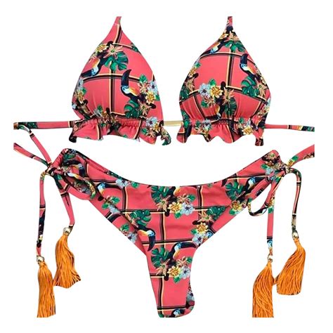 MKLEKYY Trajes De Baño Mujer Curvy Women S Sexy Printed Two Piece Bikini Set Alluring Triangle