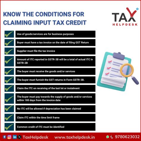 Know The Conditions For Claiming Input Tax Credit Under Gst