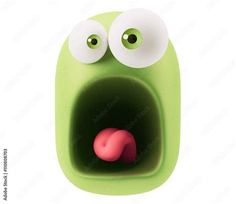 scream emoticon character face expression  rendering stock