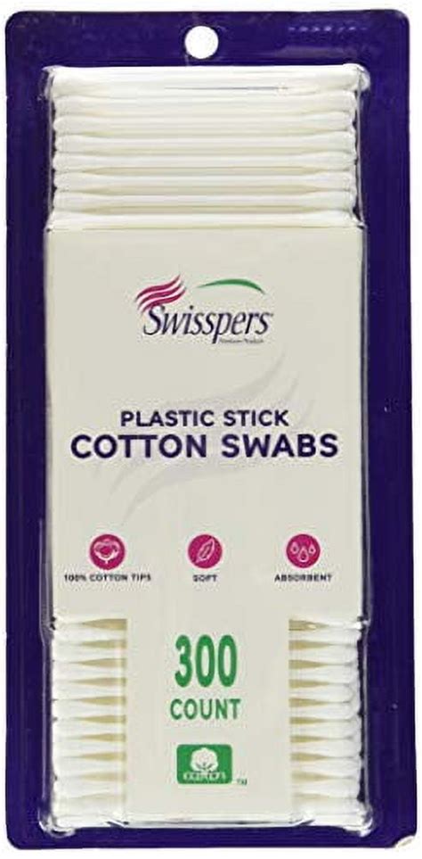 Swisspers Cotton Swabs Cotton Double Tipped White Plastic Sticks