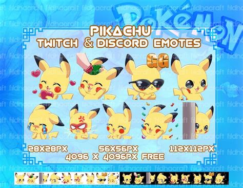 Pikachu Twitch Emotes Bundle Pikachu Emotes Pack Pikachu Discord