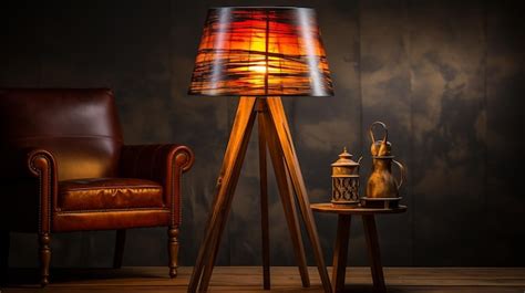 Premium AI Image | Wooden Lamp on Stand with Rustic Charm