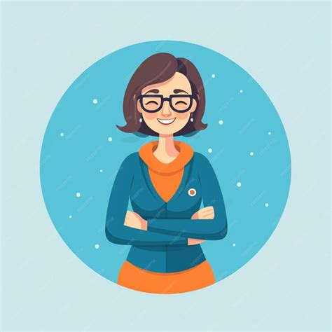 Premium Ai Image A Woman With Glasses And A Sweater Is Smiling And Standing With Her Arms