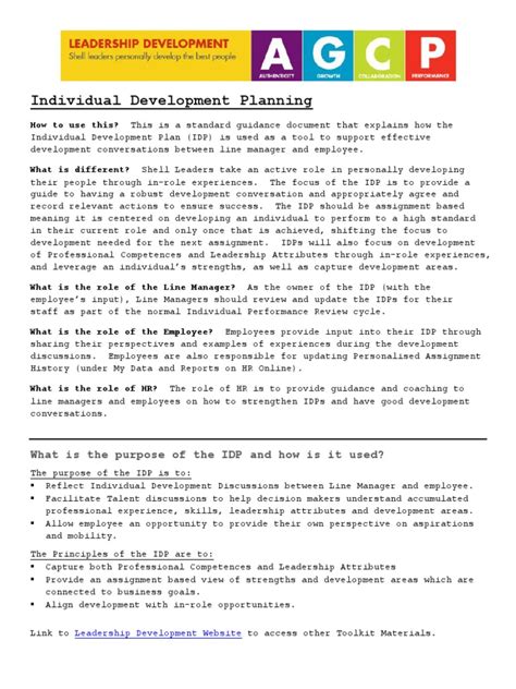 IDP Guidance and Sample IDP | Competence (Human Resources) | Leadership