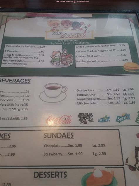 Carta de Mt Carroll Cafe, Mount Carroll