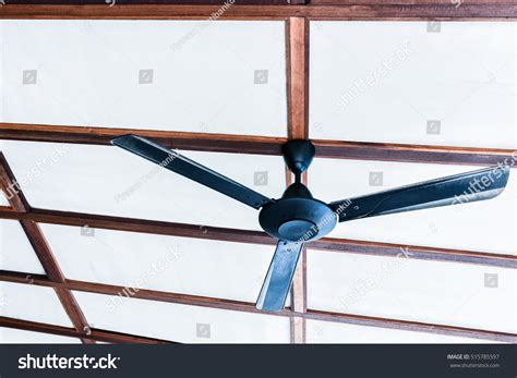 Black Ceiling Fan On Ceiling White. Stock Photo 515785597 : Shutterstock