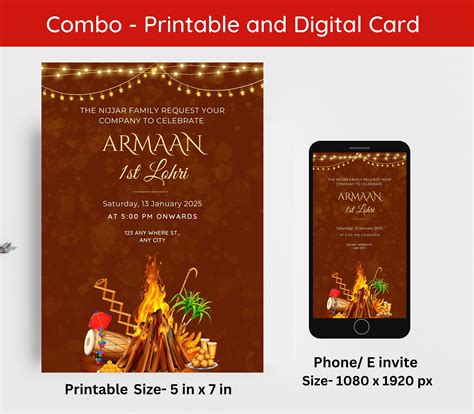 Editable First Lohri Invitation First Lohri Invite Lohri Birthday Invitation Template Lohri