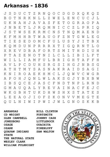 Arkansas State Word Search Teaching Resources