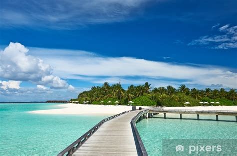 Transparant Gordijn Mooi Strand Met Steiger PIXERS NL