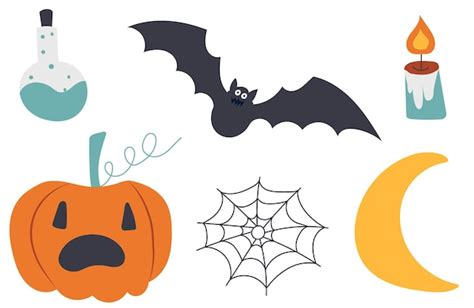 Premium Vector | Halloween doodle set icons for halloween isolated