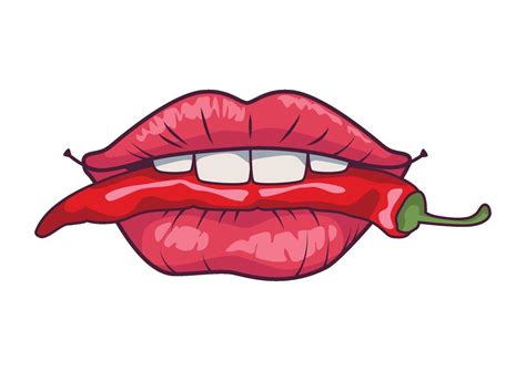 A Red Hot Chili Pepper On A Woman S Lips 48918524 Vector Art At Vecteezy