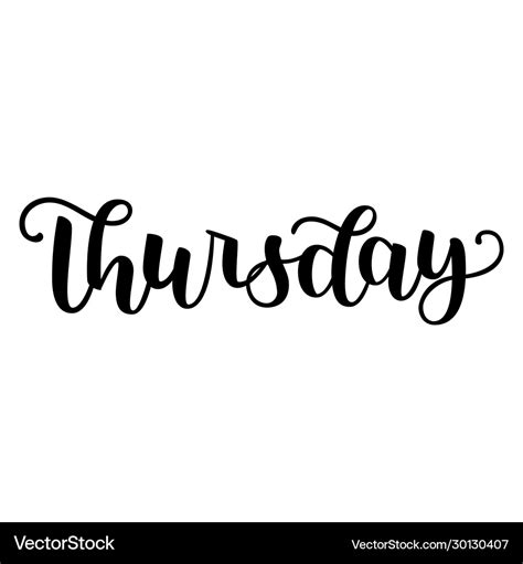 Thursday Handwriting Font Calligraphy Royalty Free Vector