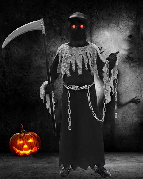 Buy Woochic Grim Reaper Costume For Kids Light Up Red Eyes Glow In The