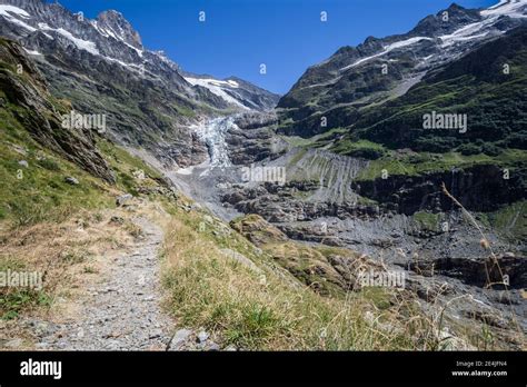 Alpine Path Along The Lower Grindelwald Glacier Near Grindelwald In