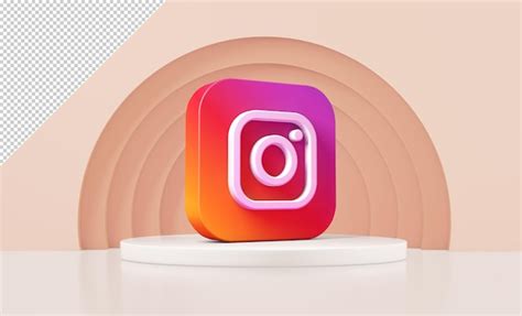 Premium Psd Instagram Icon On A Podium Mockup