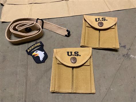 WWII US AIRBORNE PARATROOPER M1 CARBINE RIFLE AMMO BANDOLEER POUCH