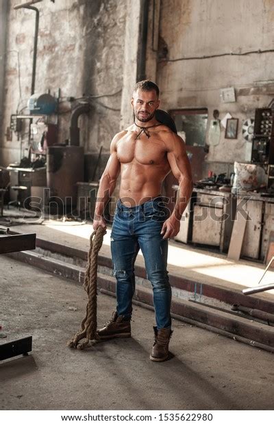 Muscled Half Naked Man Work Old Stock Photo Shutterstock