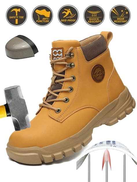 Mens Plus Size Safety Work Boots Steel Toe Cap High Top Safety Shoes