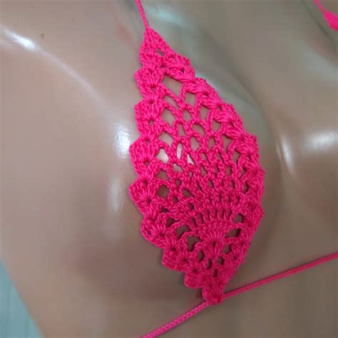 Crochet Extreme Micro G String Bikini See Through Teardrop Etsy