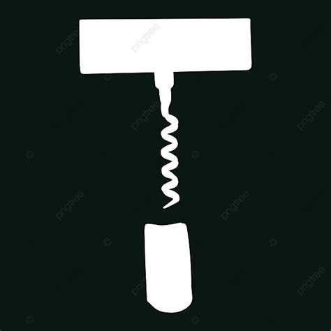 White Corkscrew Silhouette On Black Background Bottle Background Screw