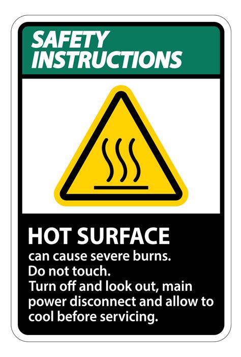 Safety Instructions Hot Surface Sign On White Background Vector Art At Vecteezy