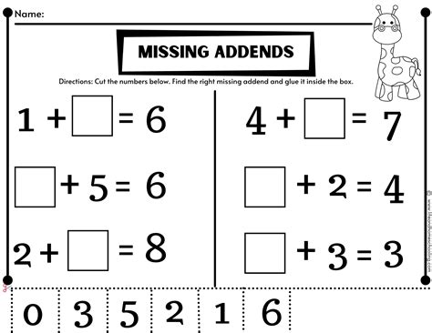 Grade Math Worksheet Addition With Missing Addends Sums Up To