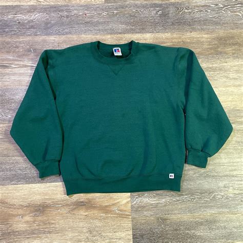 90s Russel Athletics Green Blank Crewneck Super Depop