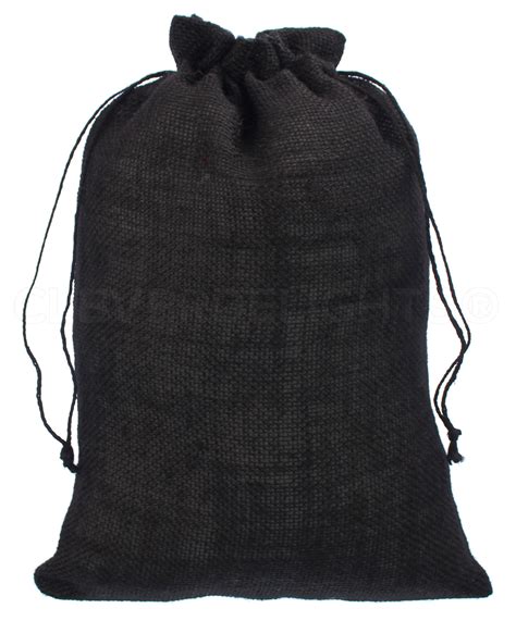 Cleverdelights 10 X 14 Black Burlap Bags 5 Pack Jute Burlap Drawstring Sacks