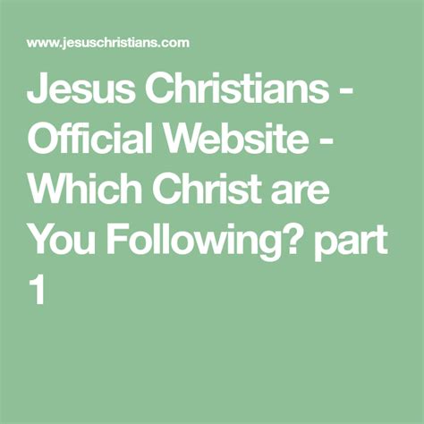 Jesus Christians Official Website Which Christ Are You Following