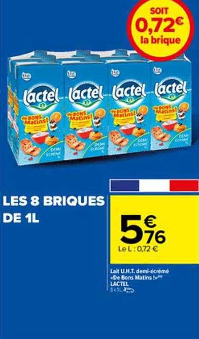 Promo Lait U H T Demi Cr M De Bons Matins Lactel Chez Carrefour