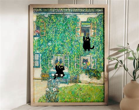 Monet Waterlily Cat Print Claude Monet Cat Poster Cat Art Etsy