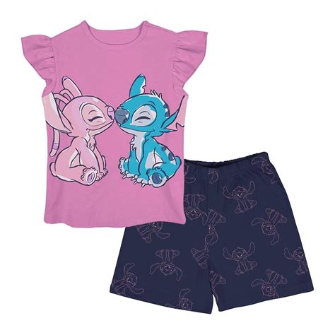 Conjunto Lilo Stitch Talla Playera Manga Corta Dise O Beso Angel