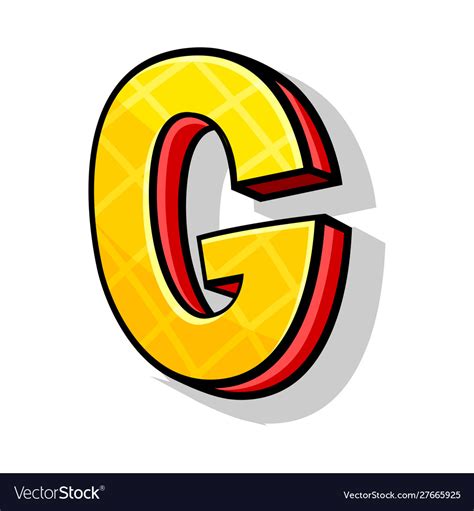 Colorful yellow and red capital letter g cartoon Vector Image