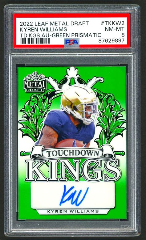 KYREN WILLIAMS 9 10 RC AUTO GREEN PRISMATIC 2022 LEAF METAL DRAFT PSA 8