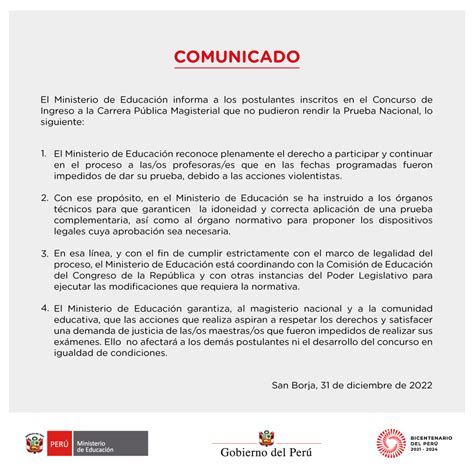 Ministerio De Educación On Twitter Comunicado Respecto A La Situación De Lasos Postulantes