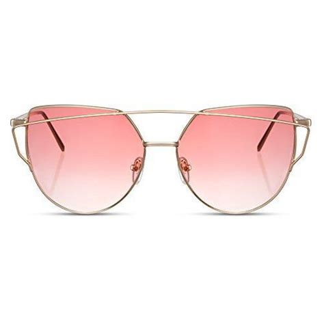 Cheapass Sonnenbrille Damen Rund E Cat Eye Gold En Rosa Pink Uv 400