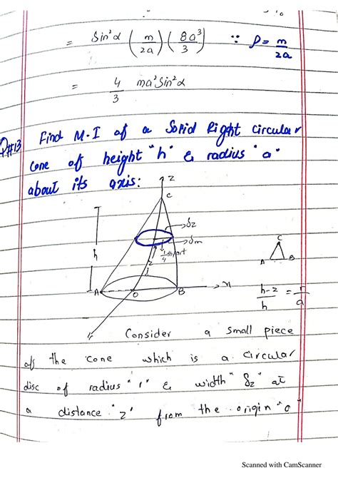 Solution Moment Of Inertia Of Solid Right Circular Cone Studypool