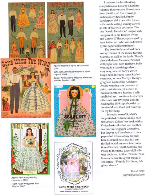 Gone With The Wind Paperdollywood Paper Dolls By David Wolfe Classic