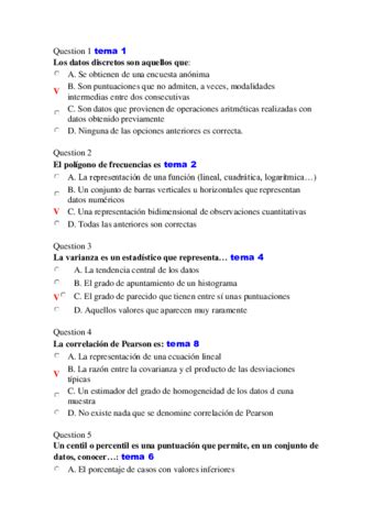 Examen Estadistica Tipo Test Preguntas Pdf