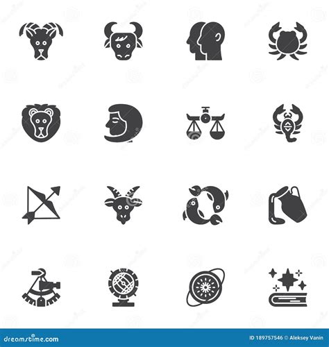 Astrology Signs Vector Icons Set Stock Vector Illustration Of Logo Aquarius 189757546