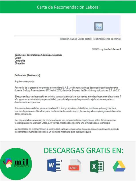 Plantilla Carta De Recomendacion Personal Word Para Editar Financial Report