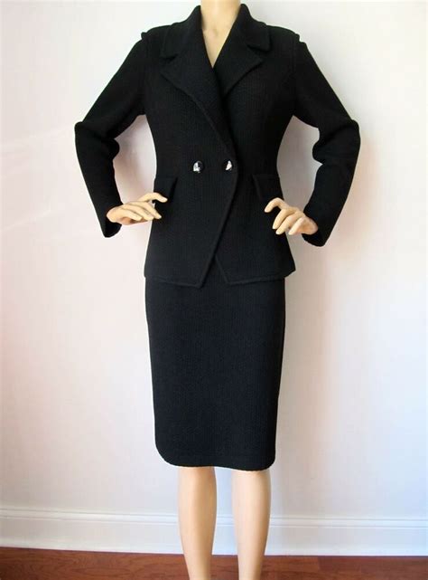 NWT St John Knit suit skirt jacket size 10 black caviar | Suits for ...