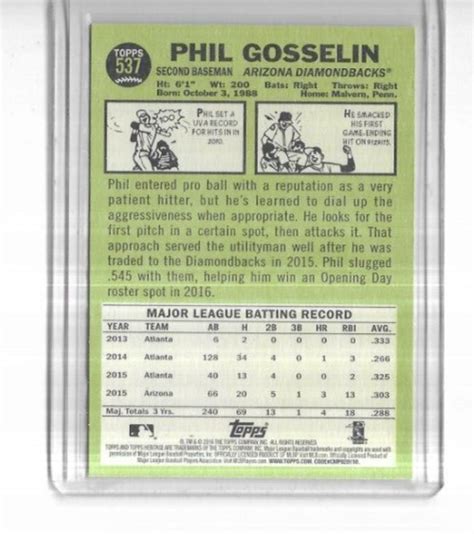 Topps Heritage High Number Phil Gosselin Arizona Diamondbacks