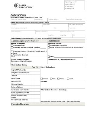 Barrie Endoscopy Referral Form Fill Online Printable Fillable