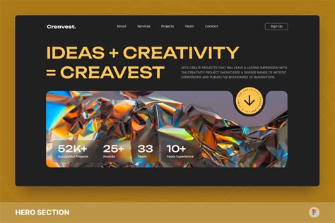 Creavest Creative Agency Hero Section Figma Template Design Templates