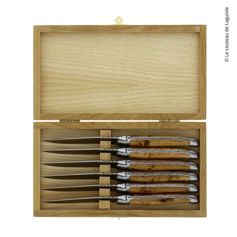 Coffret de 6 couteaux de table en genévrier Le couteau de Laguiole