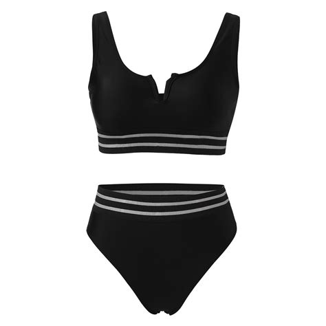 Womens Two Piece High Waist Bikini Set Sexy High Swimming Board Shorts