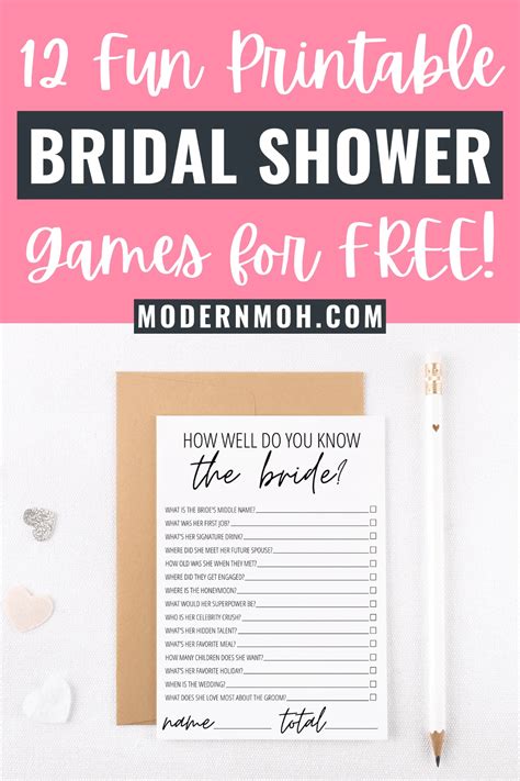 Free Printable Bridal Shower Games Modern Moh