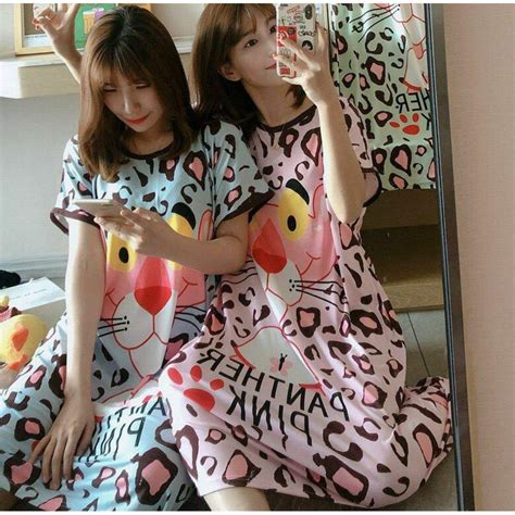 Cotton Nightdress Lingerie Pajamas Baju Tidur Cartoon Design Shopee Malaysia