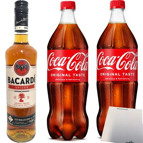 Bacardi Spiced Rum 700ml Flasche 35 Vol 2x1 Liter Coca Cola PET Fl